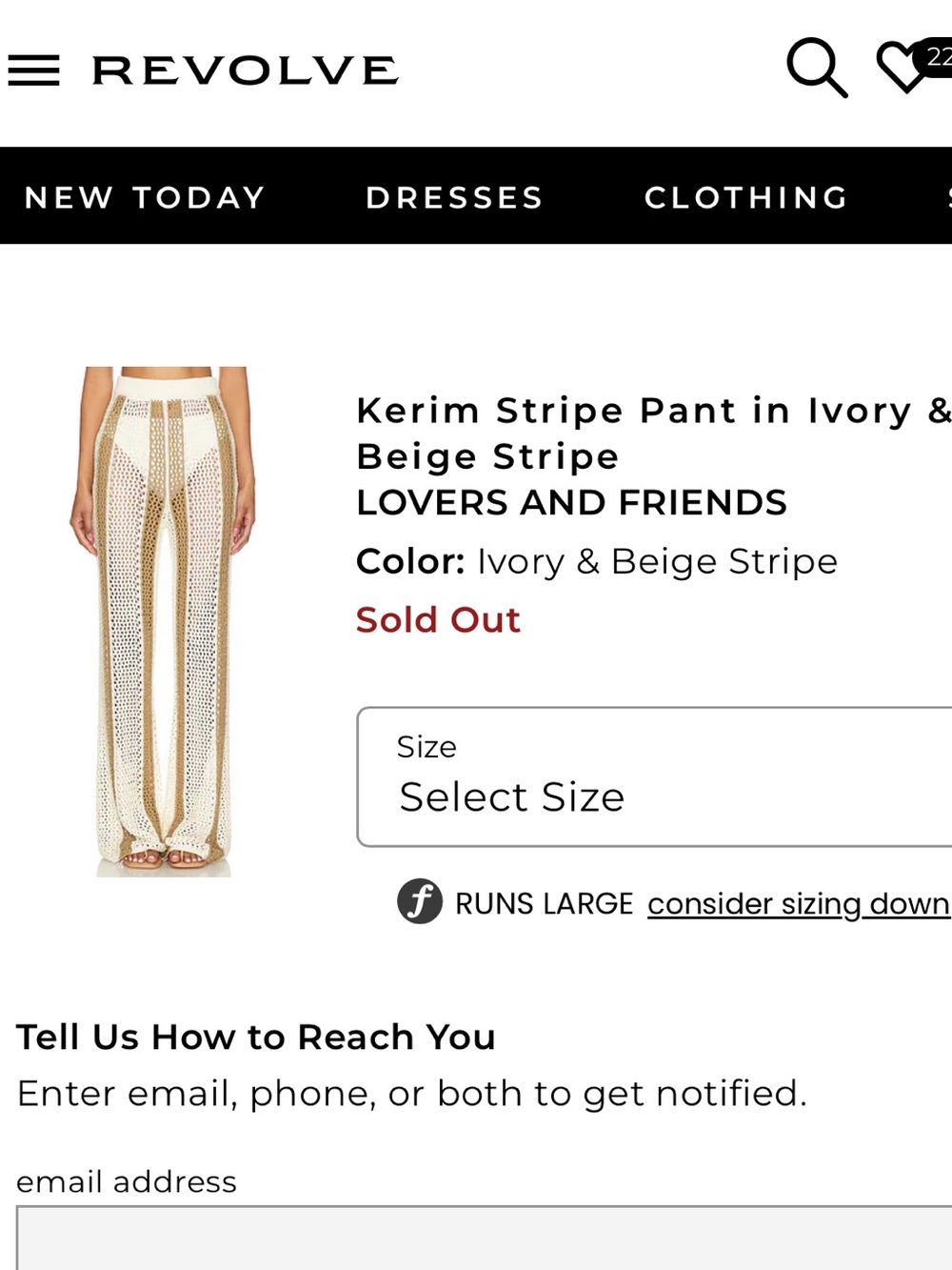 Kerim Stripe Pant in Ivory & Beige Stripe LOVERS AND FRIENDS sz XS crochet - Picture 5 of 11